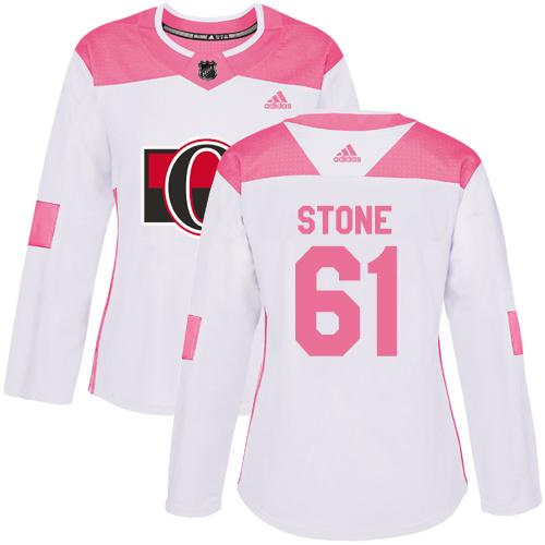 Adidas Senators #61 Mark Stone White/Pink Authentic Fashion Women's Stitched NHL Jersey